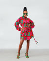 Adah Ankara Shirt Dress | Pink and Turquoise African Print