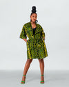 Freky Ankara Kimono Jacket | Green African Print