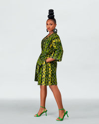 Freky Ankara Kimono Jacket | Green African Print