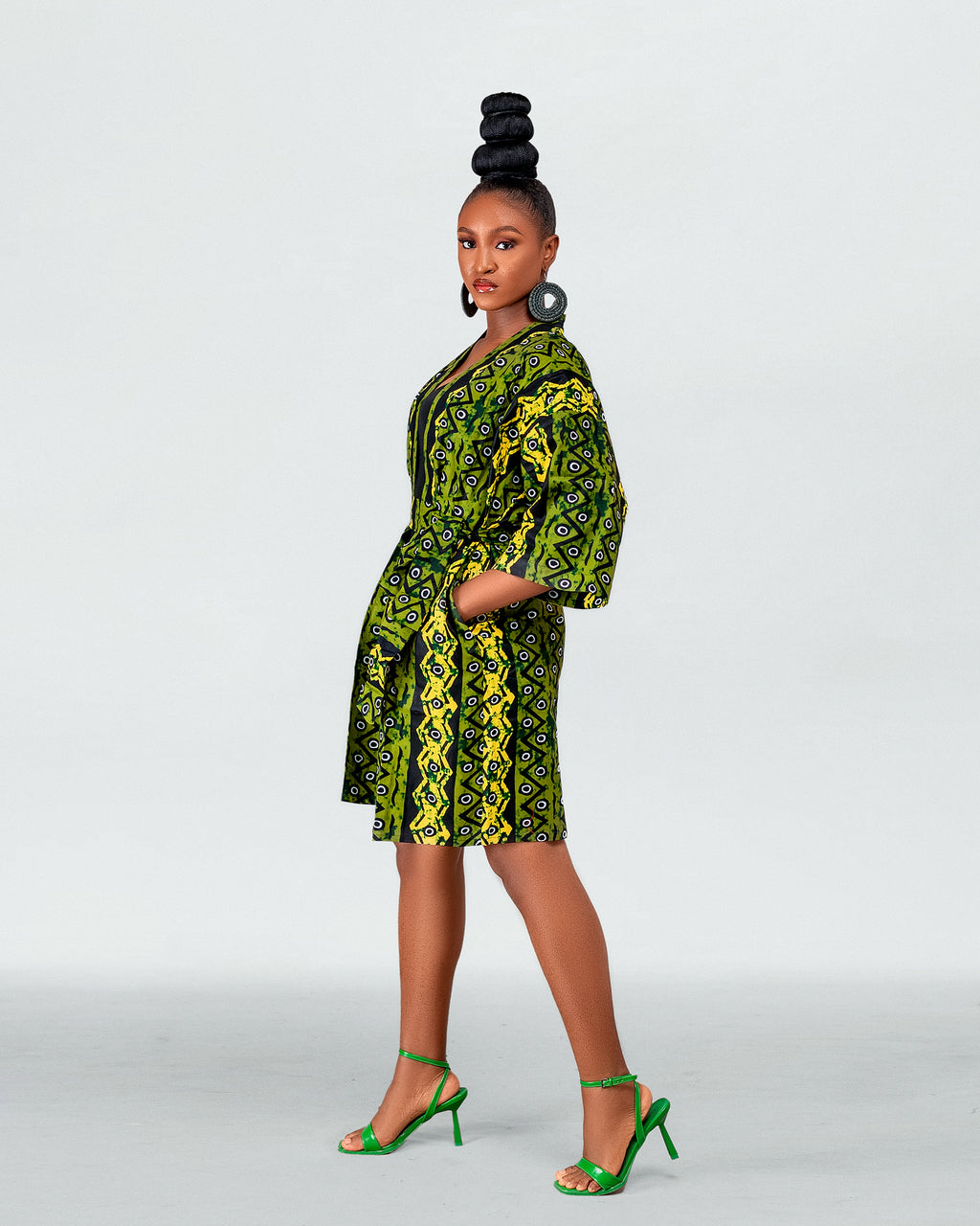 Freky Ankara Kimono Jacket | Green African Print