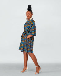 Fatima Ankara  Kimono Jacket | Black and Yellow Multicolored African Print