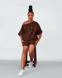 Betty Ankara shorts | Brown African Print