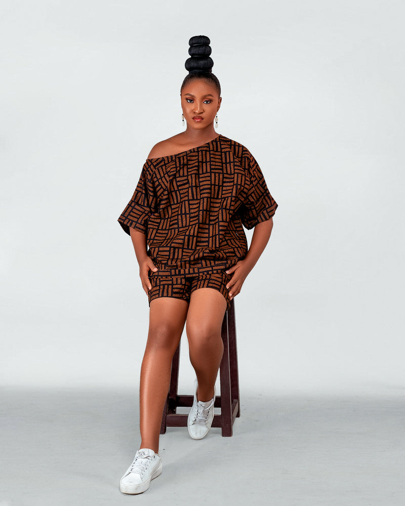 Betty Ankara Top | Brown African Print