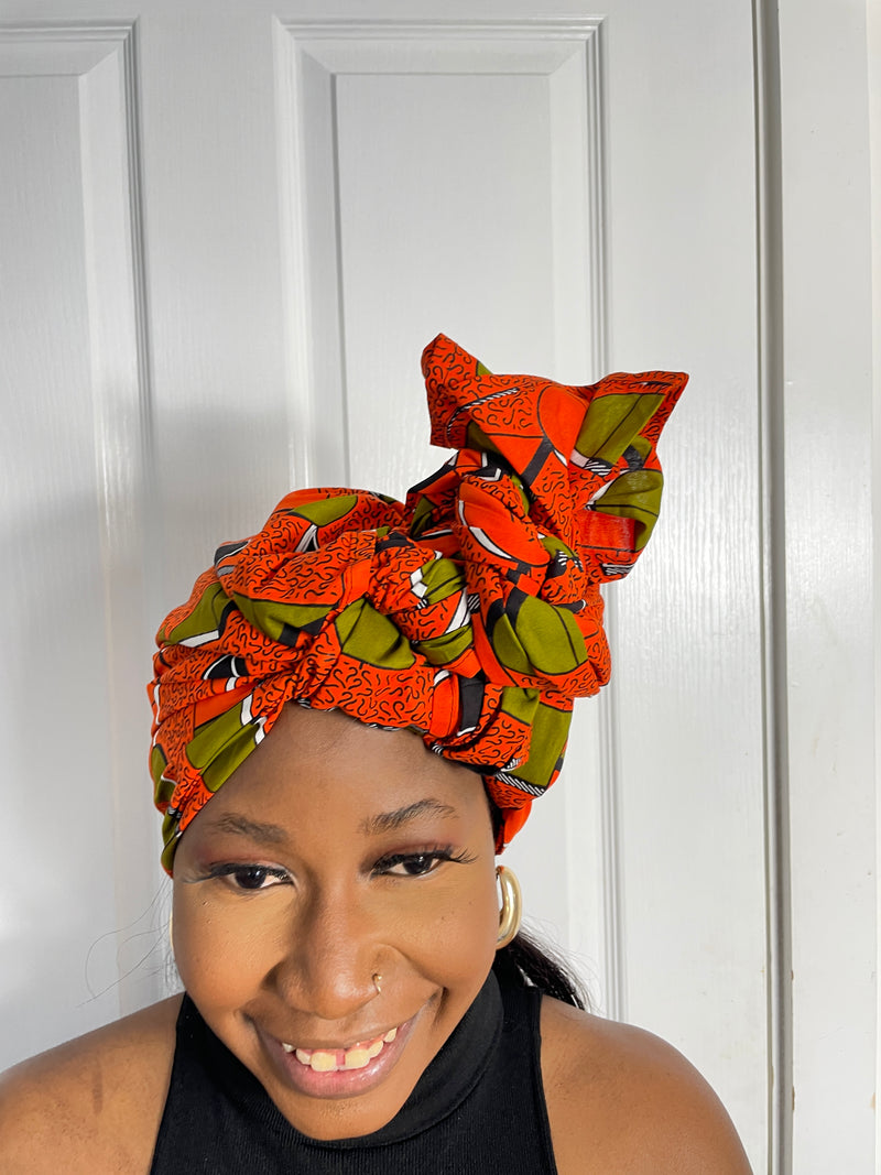 Annette Orange Ankara Headwrap/Scarf