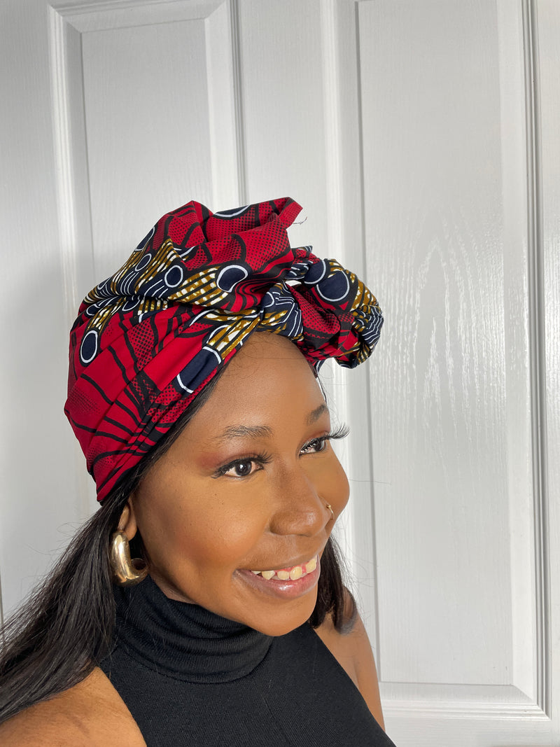 Almah Red Ankara Headwrap/Scarf