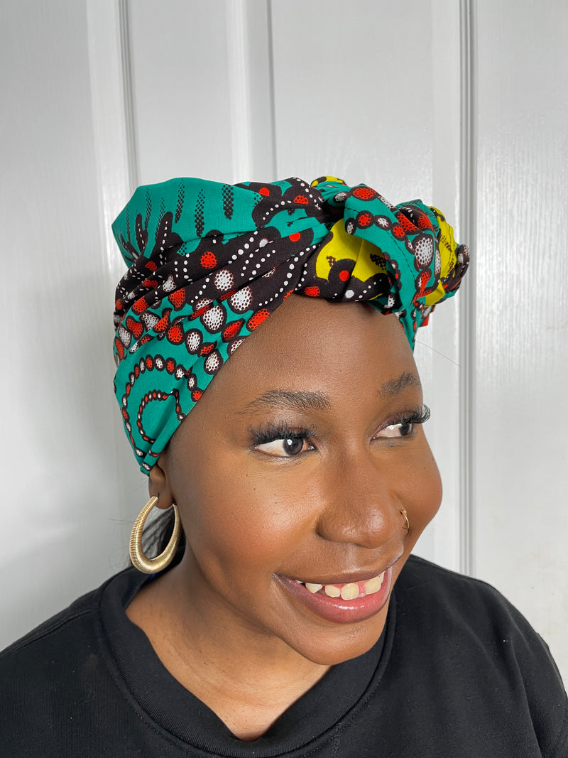 Ayo Teal and yellow Ankara Headwrap/Scarf