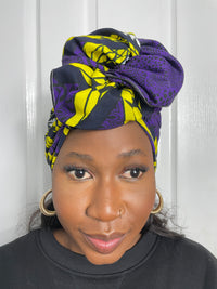 Sheila Purple and Yellow Headwrap | African Print