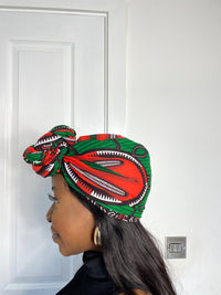 Maggie Green and Orange Ankara Headwrap/Scarf