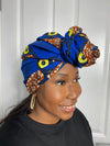 Zuri Blue and Brown Ankara Headwrap/Scarf