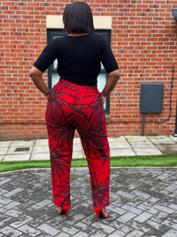 GIbs Ankara High waisted Trouser | Red and Black African Print