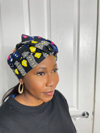 Tanya Black and Blue Multicolored Ankara Headwrap/Scarf