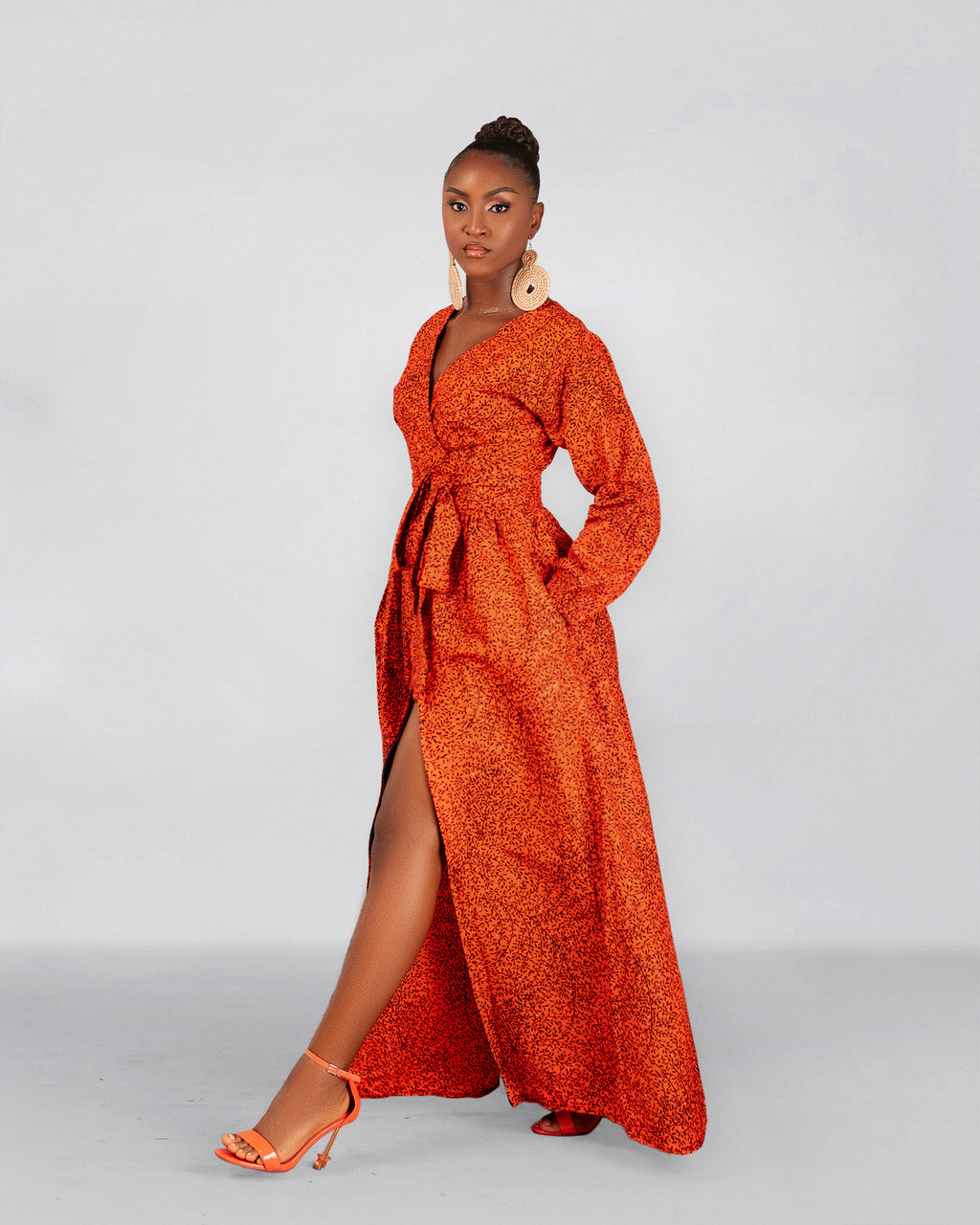 Bianca Ankara Maxi Dress | Orange African Print