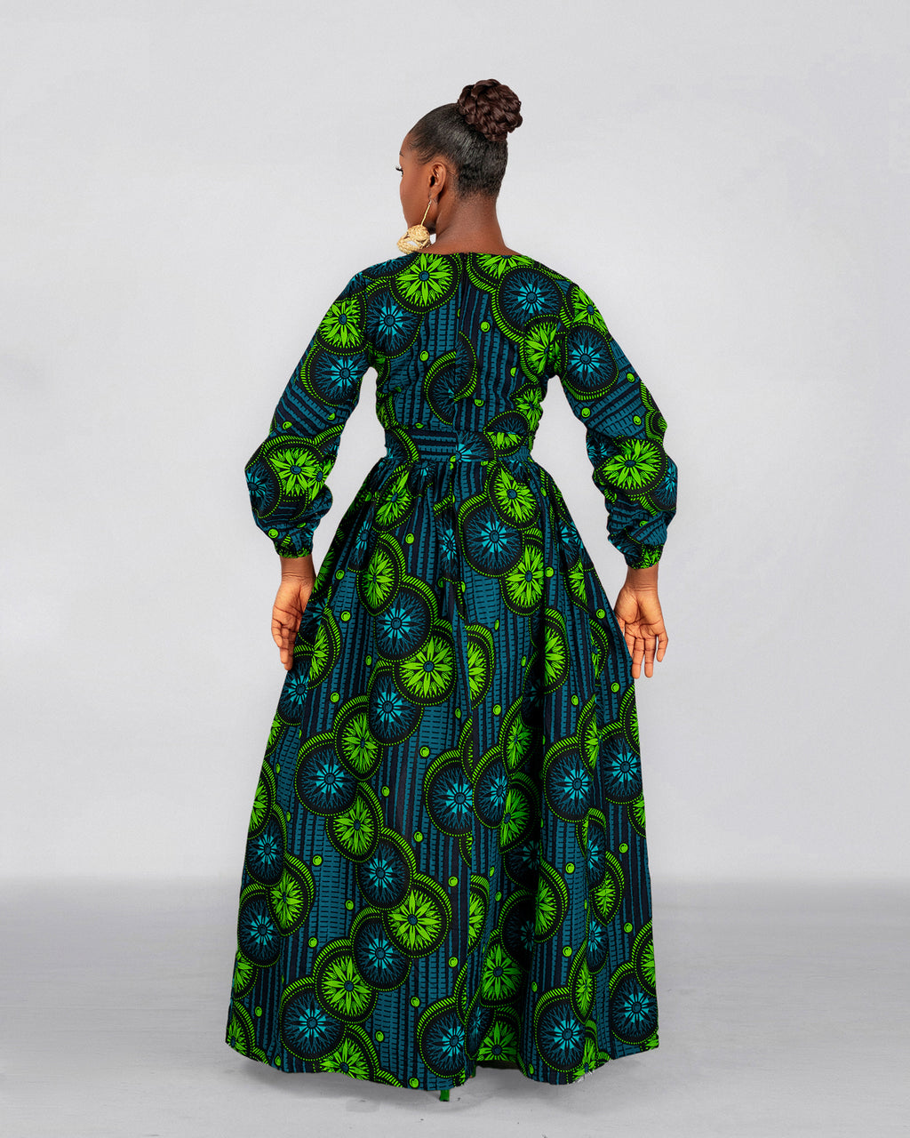 Bibi Ankara Maxi Dress | Green African Print