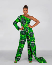 Ann Ankara Jumpsuit| Green African Print