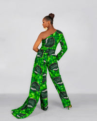 Ann Ankara Jumpsuit| Green African Print