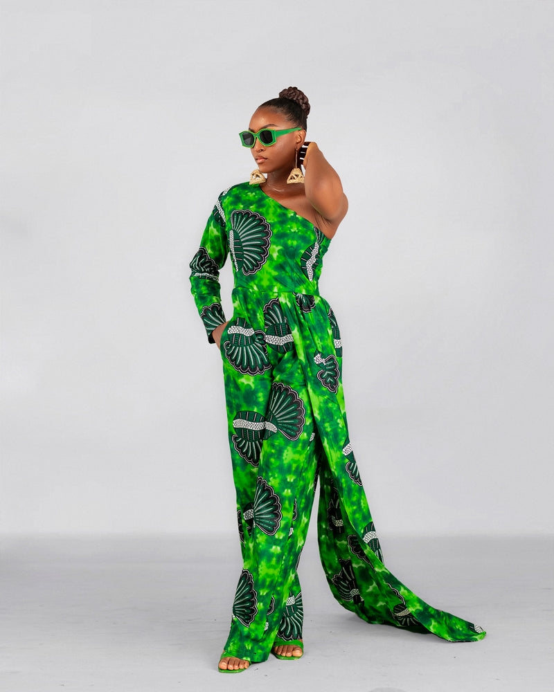 Ann Ankara Jumpsuit| Green African Print