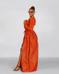 Bianca Ankara Maxi Dress | Orange African Print