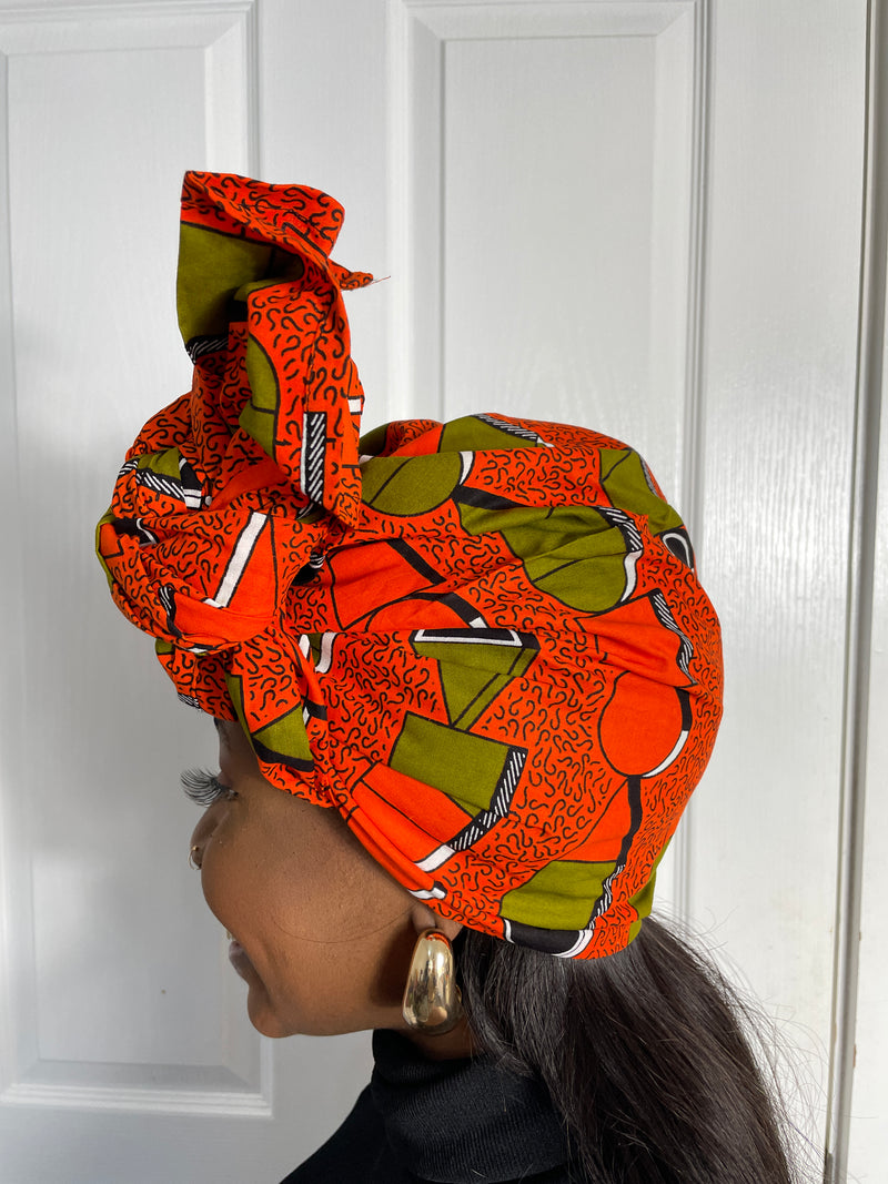 Annette Orange Ankara Headwrap/Scarf