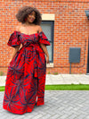 Beatrice Ankara Maxi Dress | Red African Print