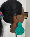 Green Double Circle African Rattan Earring