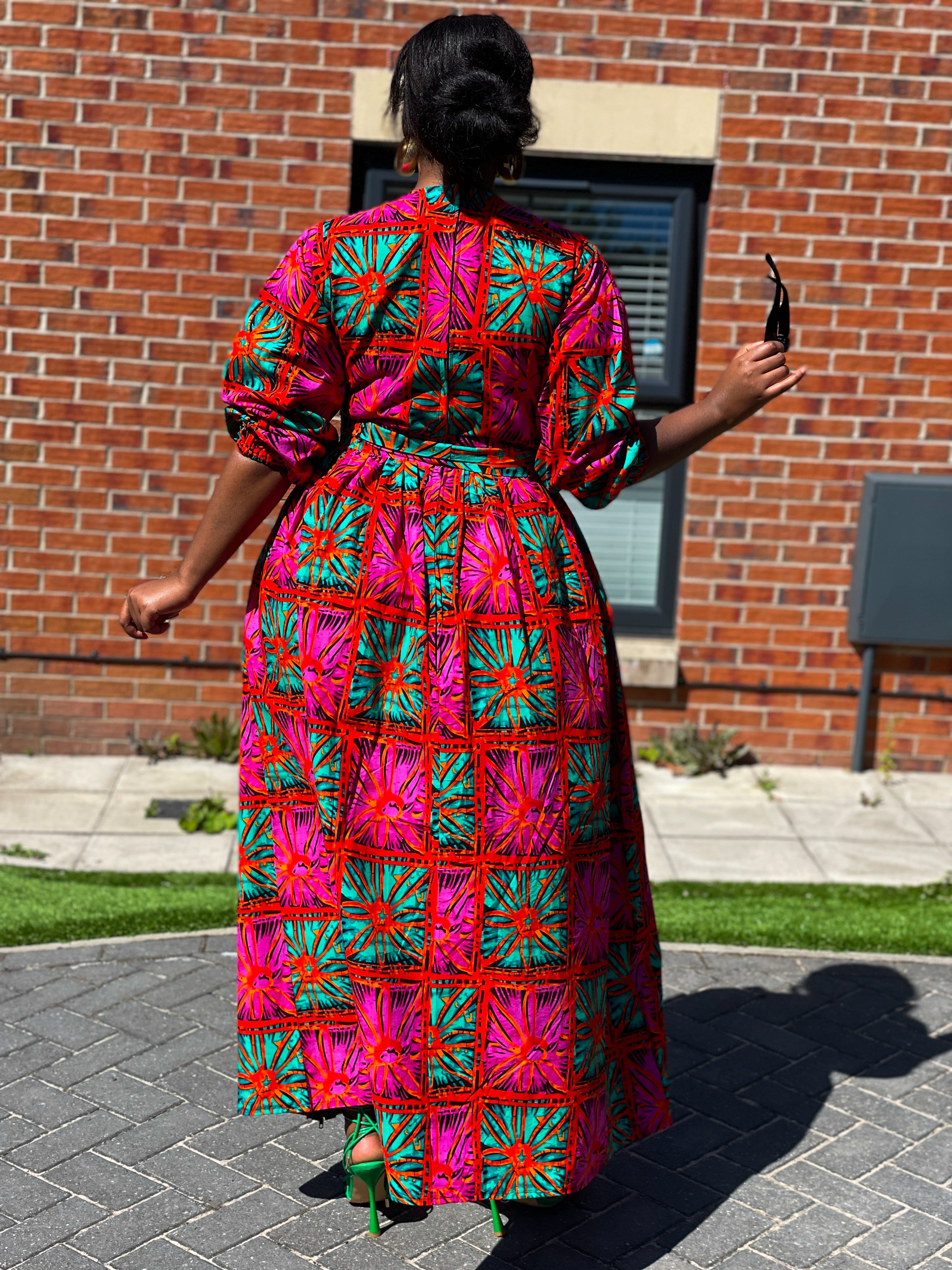 Pink and green african dress best sale