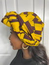 Abby Ankara Headwrap/Scarf |Yellow and Brown African Print