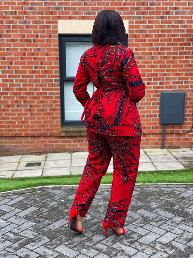 Gibs Ankara Jacket | Red and Black African Print