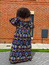 Apphia Ankara Maxi Dress | Blue Multicoloured African Tribal Print