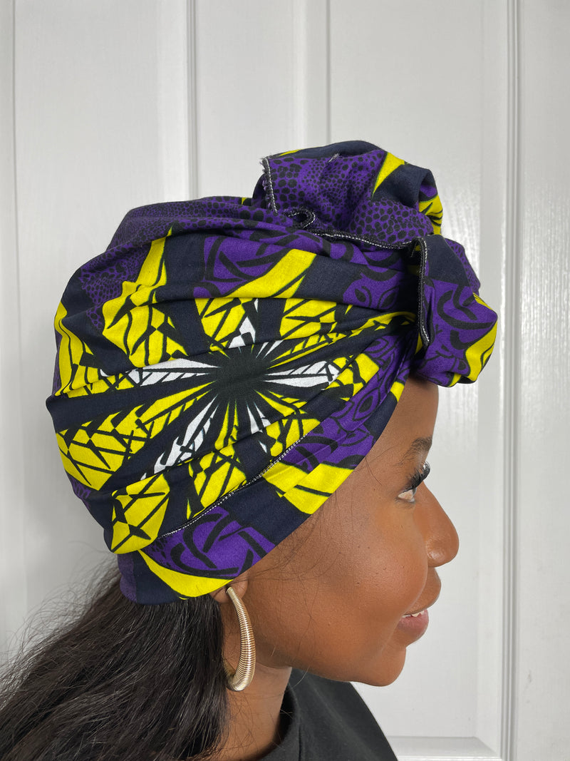 Sheila Purple and Yellow Headwrap | African Print