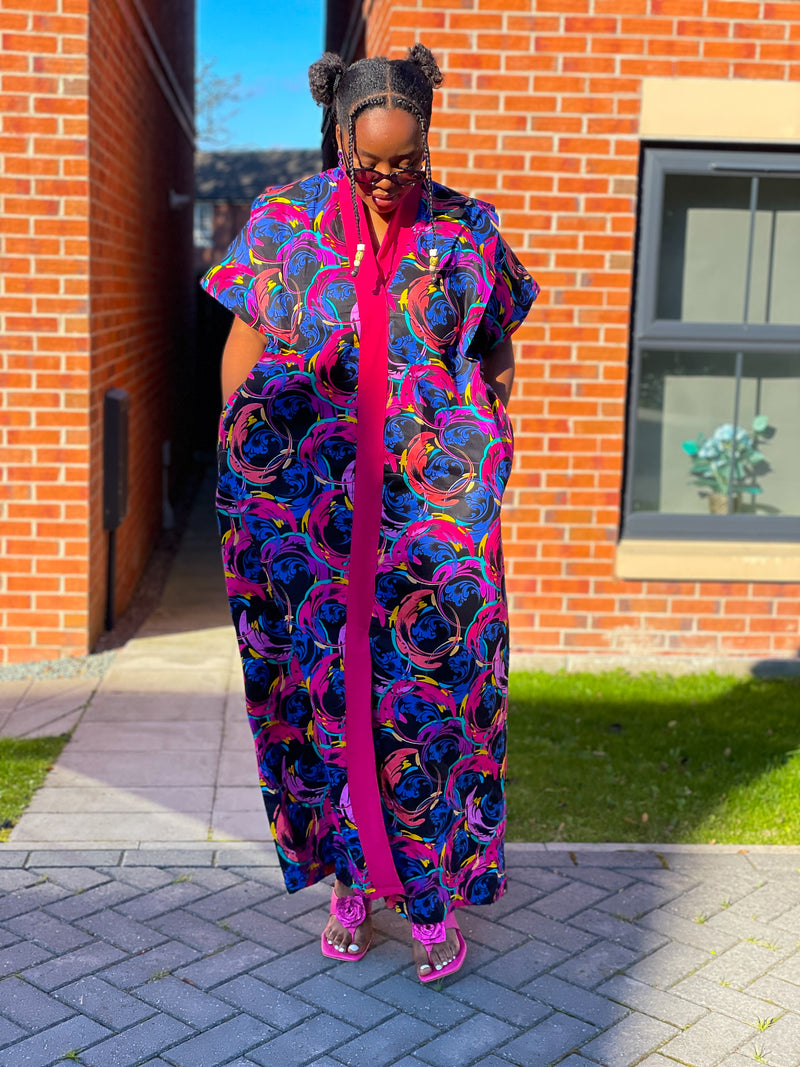 Betsy Ankara Bubu Dress | Pink Multicolor African Print