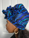 Stephanie Blue and Black Ankara Headwrap/Scarf