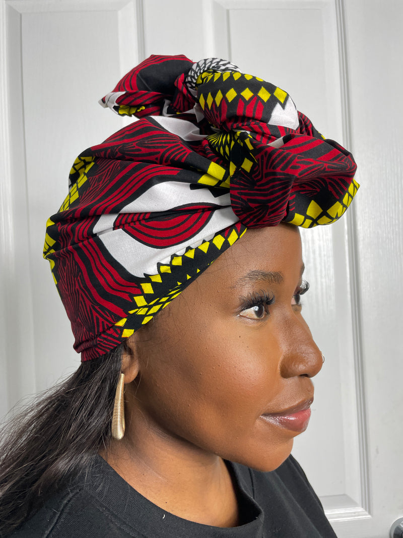 Hannah Red and Yellow Ankara Headwrap/Scarf