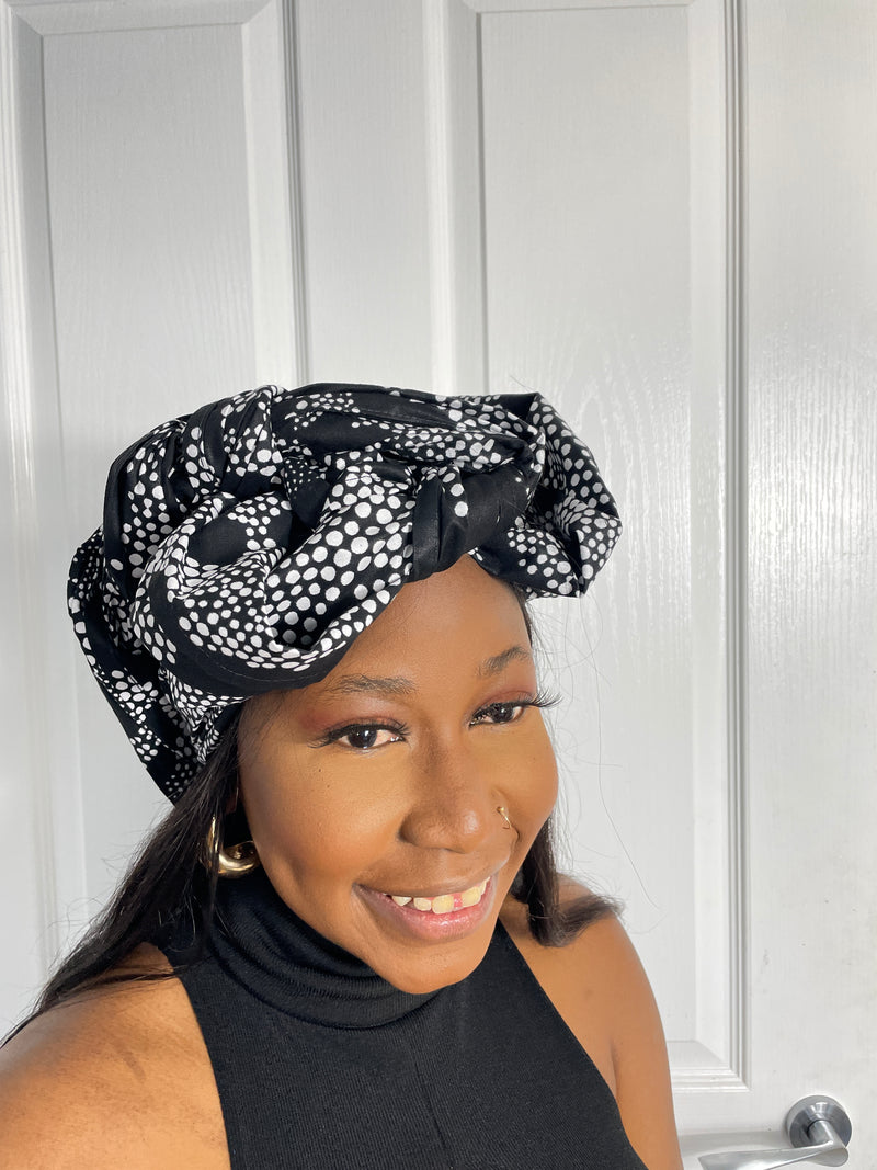 Arike Black and White Ankara Headwrap/Scarf