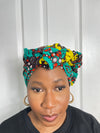 Ayo Teal and yellow Ankara Headwrap/Scarf