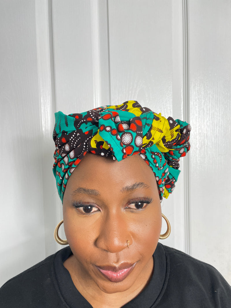 Ayo Teal and yellow Ankara Headwrap/Scarf