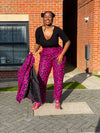 Genni Ankara High waisted Trouser | Pink and Black African Print