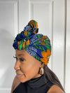 Martha Green and Blue Ankara Headwrap/Scarf