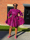 Anna Ankara Mini Dress | Pink and Black African Print