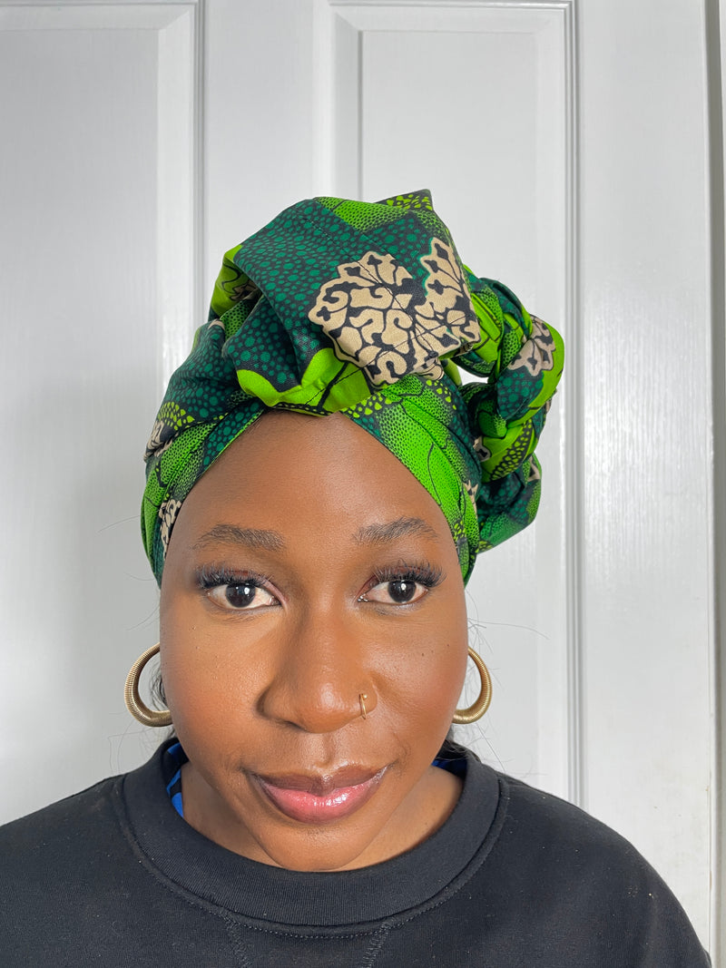 Aryla Green Ankara Headwrap/Scarf