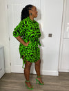 Irene Ankara Shirt Dress | Green and Black African Print