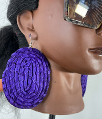 Purple Round Rattan Earring