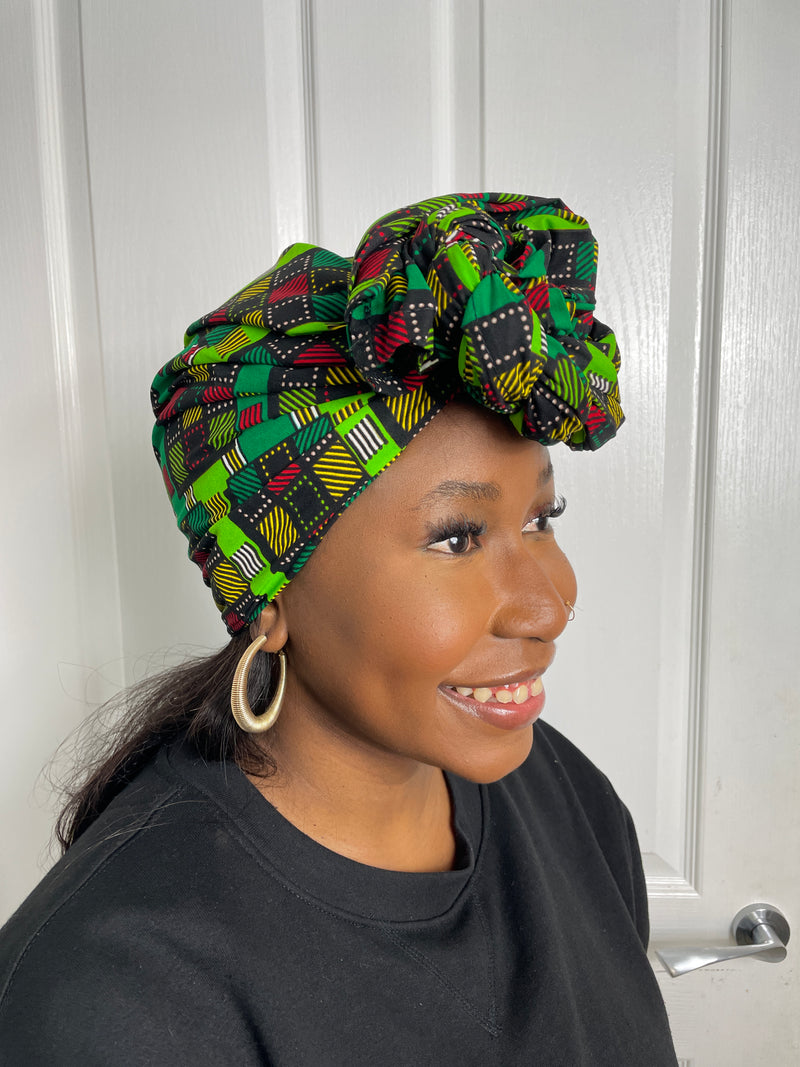 Eva Green and Red Ankara Headwrap/Scarf