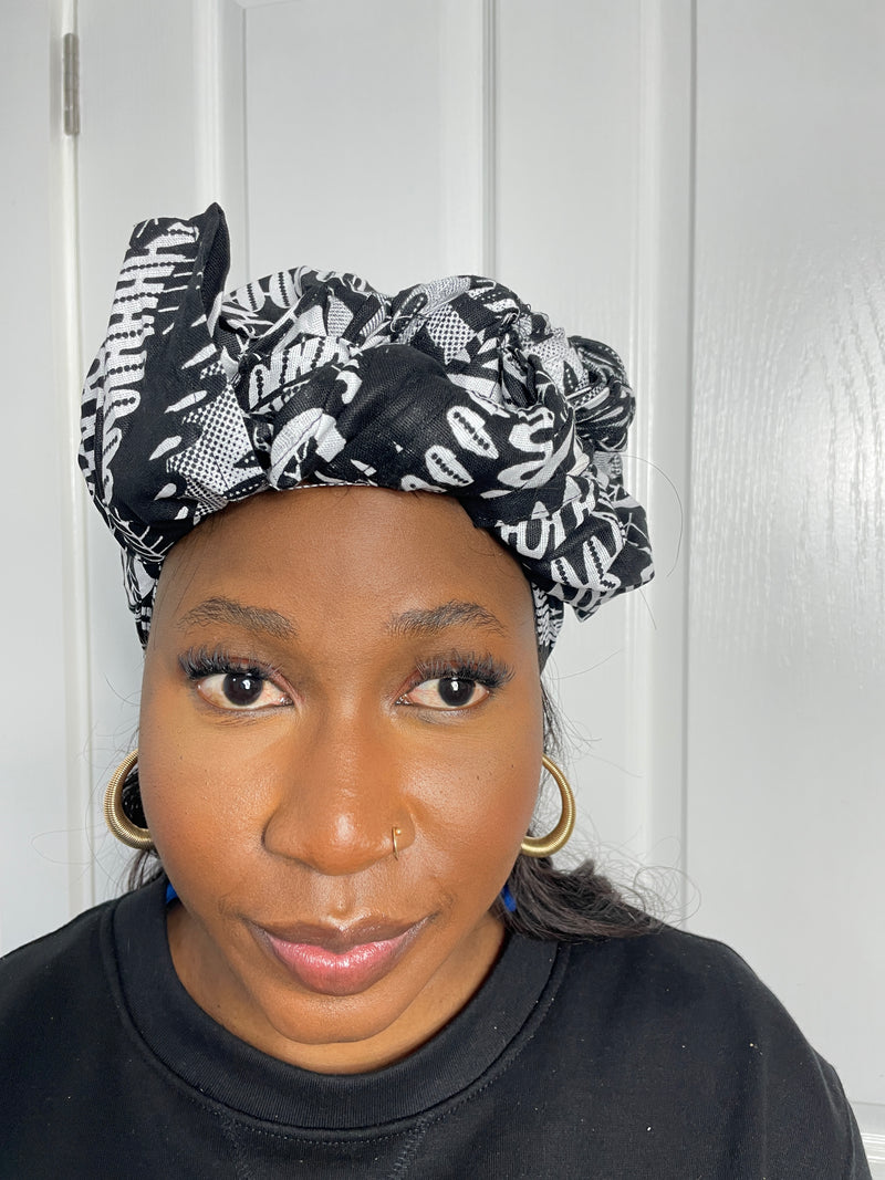 Alike Black and White Ankara  Headwrap/Scarf