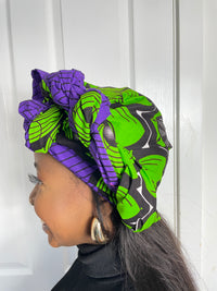 ASA Green and Purple Ankara Headwrap/Scarf