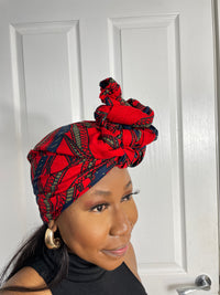 Beatrice Red Ankara Headwrap/Scarf