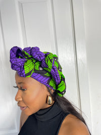 ASA Green and Purple Ankara Headwrap/Scarf