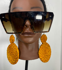 Mustard Yellow Double Circle Rattan Earring