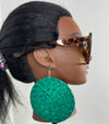 Green Circle African Rattan Earring