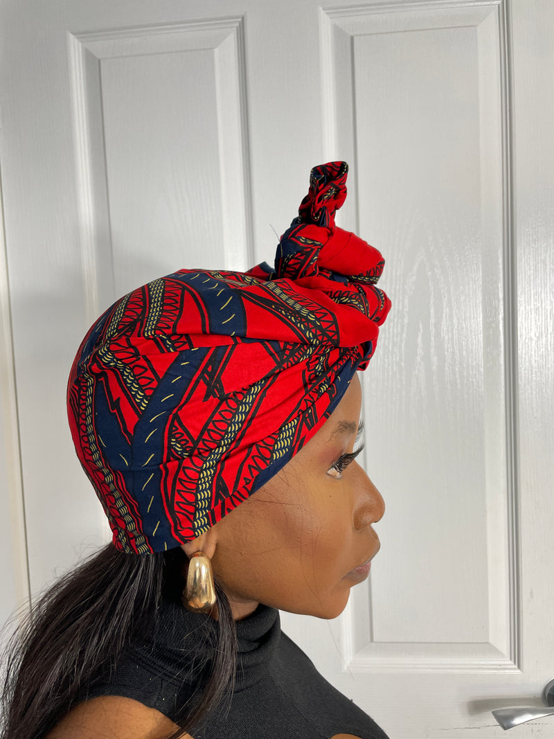 Beatrice Red Ankara Headwrap/Scarf