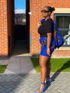 Goldie Ankara High Waisted Shorts| Blue African Print